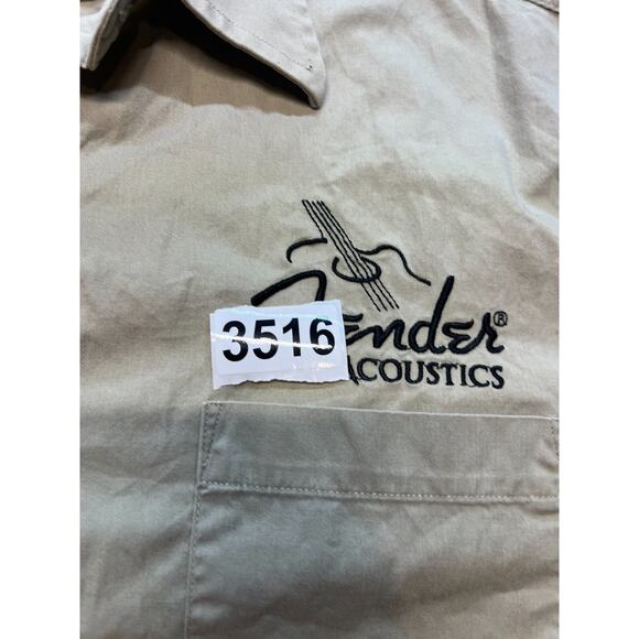 Fender Acoustics Short Sleeve Tan Button Up shirt Embroidered Medium - Picture 9 of 9
